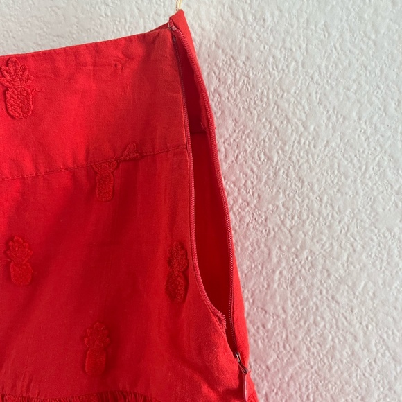 FARM RIO | Tiered Embroidered Cotton-Mousseline Mini Skirt in Red | Size Small - Picture 8 of 12